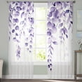thumbnail image 4 of Sheer Curtains 63 Inches Long, Botanical Plant Rustic Branch Floral Light Filtering Window Curtains for Living Room, Purple Eucalyptus Rod Pocket Voile Sheer Curtain Drapes, 52"W x 63"L, 2 Panels, 4 of 9