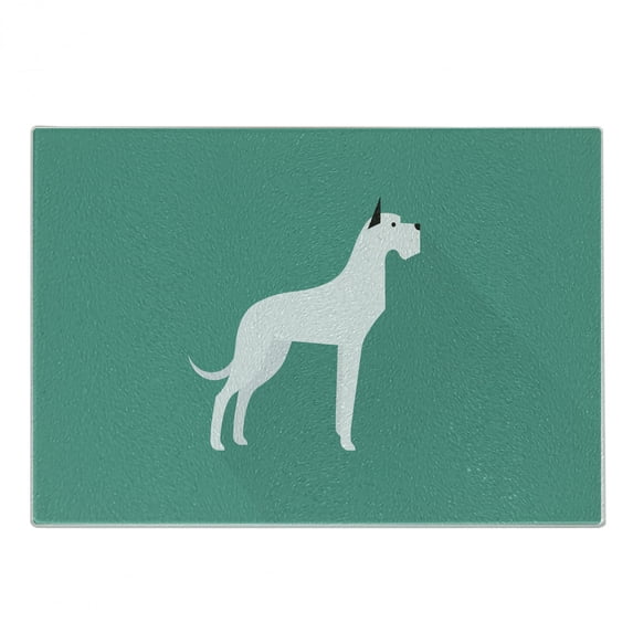 Dog Lover Cutting Board, Animal Lover Illustration Simplistic of Dog, Decorative Tempered Glass Cutting and Serving Board, in 3 Sizes, by Ambesonne