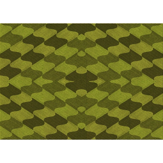 Ahgly Company Indoor Rectangle Patterned Dark Yellow Green Area Rugs, 8' x 12'