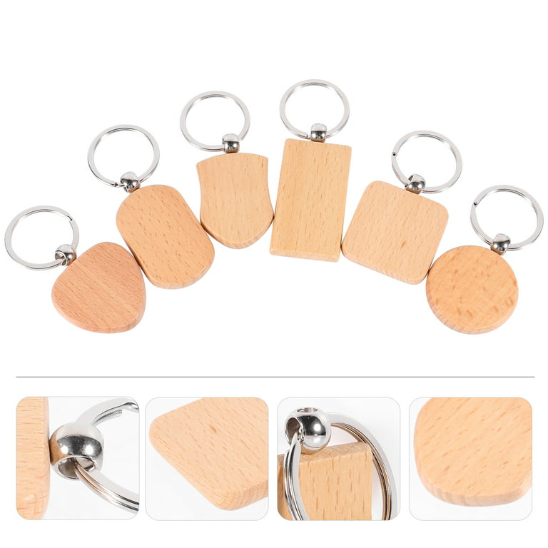 6pcs Blank Wooden Key Chains Personalized DIY Keychain Supplies Souvenir  Gift 