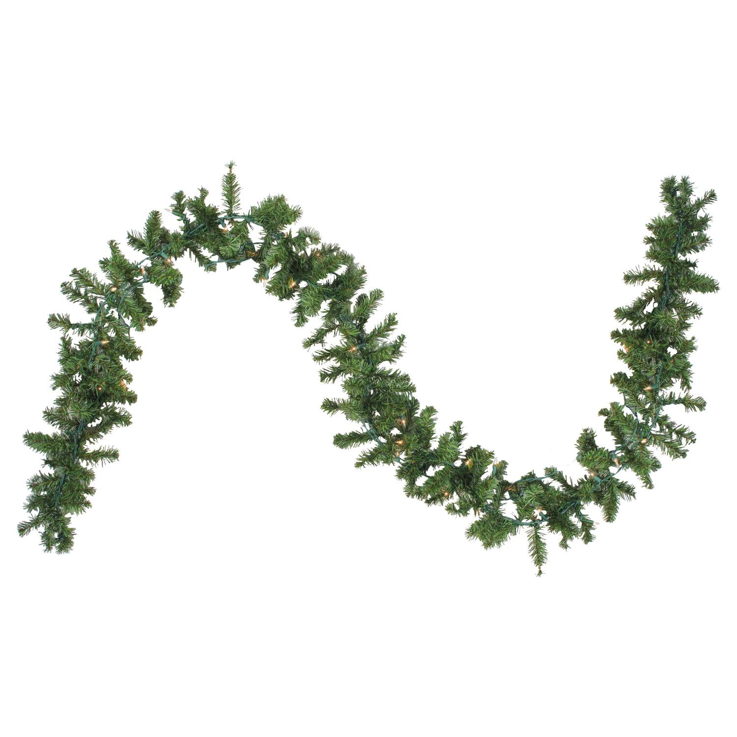 9' x 8" Pre-Lit Canadian Pine Artificial Christmas Garland - Clear