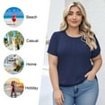 thumbnail image 5 of LANREMON Plus Size Tops for Women Summer Crew Neck Pleated Solid T-Shirts Casual Loose Fit Short Sleeve Tunic Tops 2XL, 5 of 7