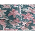 thumbnail image 3 of Ambesonne Nature Quilted Bedspread Set 3 Pcs, Blooming Spring Lily Flowers, Queen, Dark Teal and Pink, 3 of 4