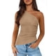 thumbnail image 1 of PRETTYGARDEN Top Mujer Ajustado con Un Hombro y Fruncido Verde Caqui Talle S, 1 of 9
