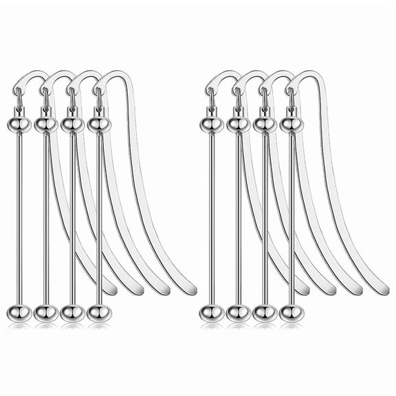 8 x beadable bookmarks-Silver