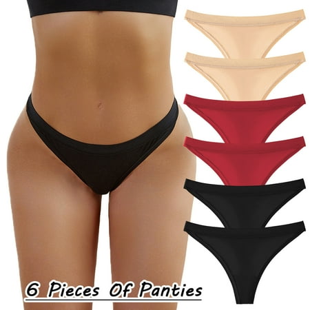 Pavied Underwear Women Pack Cotton Underwear Underpants Patchwork Color Underwear Panties Bikini Solid Womens Briefs Knickers Cotton Panties Plus Size Underwear Cheeky Underwear Black 1 L
