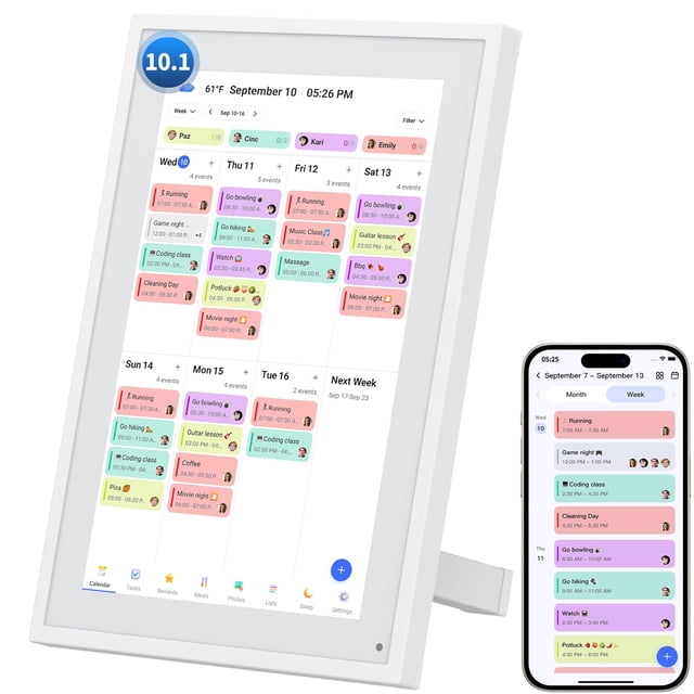 Calendario digital Herncptar con pantalla táctil de 10,1"