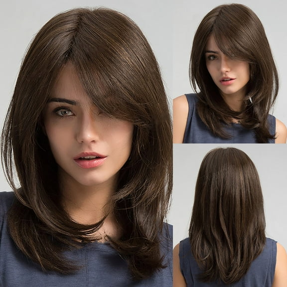 Cptfadh Human Hair Wig with Bangs for Women Synthetic Wavy Curly Girl Colorful Wig