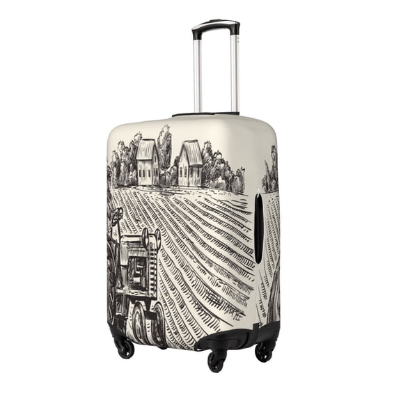 Xecao retro tractor Elastic Luggage Cover, with double-sided print , is perfect for travel, business, and daily use-Small