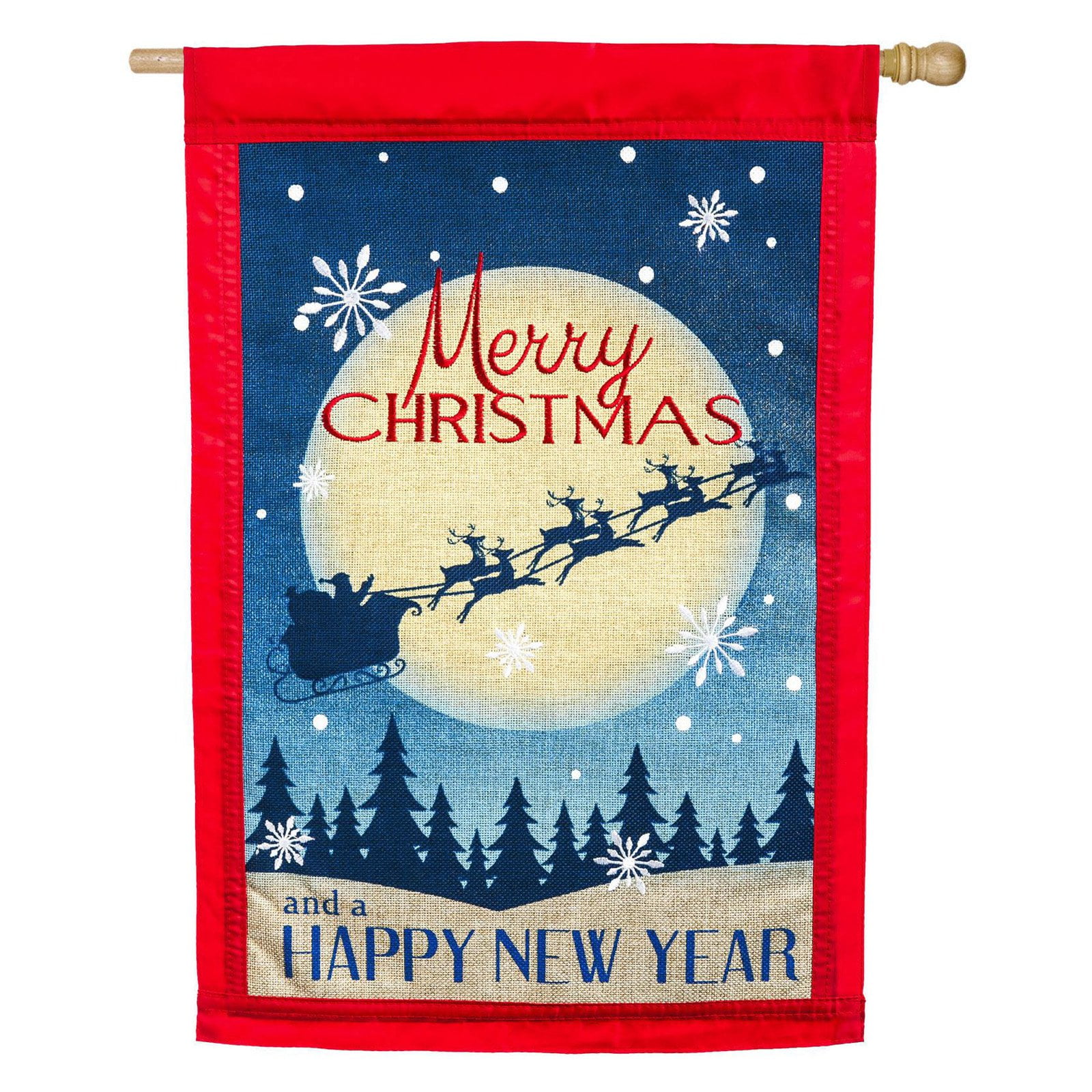 Evergreen Flag Merry Christmas Santas Sleigh House Flag