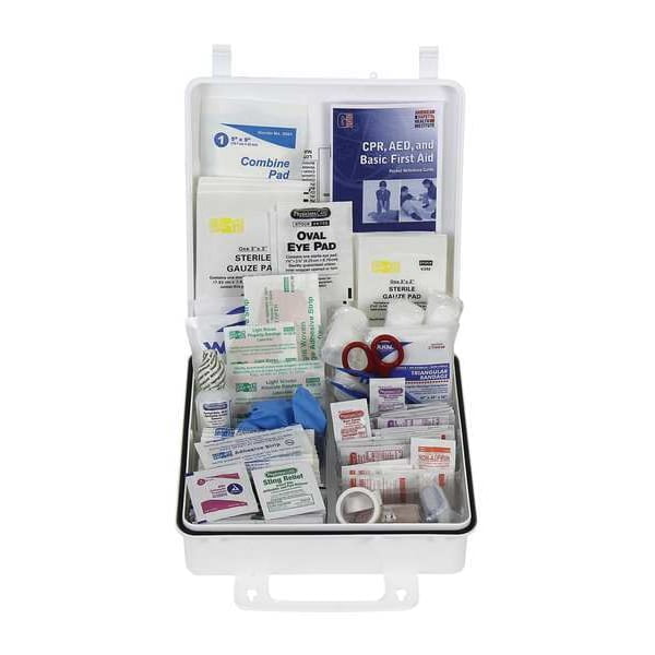 First Aid Kit and Housing, Plastic 214 Components, 50 People Served 54566
