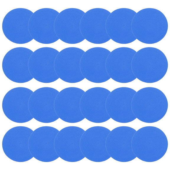 Uxcell 4 Inch Poly Spot Markers, 24Pcs Non Slip Rubber Floor Dots with Storage Bag Flat Agility Cones for Sports Training, Blue