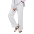 thumbnail image 3 of Women'S Cotton Linen Drawstring High Waisted Pants Casual Loose Fit Wide Leg Trousers White XL, 3 of 8