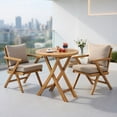 thumbnail image 3 of Demi Bonn 27" Teak Wood Patio Table with Slatted Tabletop and Sturdy X-Shaped Frame, Modern Outdoor Dining Table, Perfect for Small Space, Brown, 3 of 9