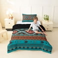 thumbnail image 4 of jejeloiu Boho Tribal Twin Comforter Sets,Aztec Pattern Bedding Set For Boys,Teal Brown Black,Black Reversible,2-Piece,1 Comforter and 1 Pillowcase, 4 of 7