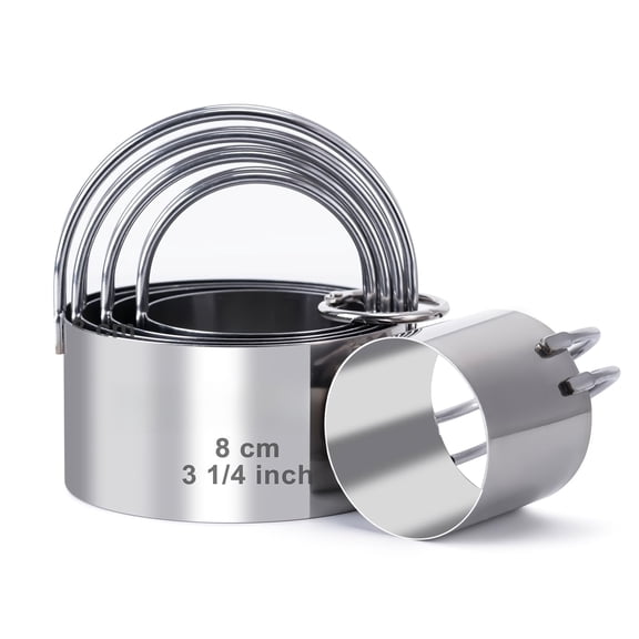 Biscuit Cutter Set Round Cookie Cutters with Handle 5 Pieces Stainless Steel Circle Professional Baking Dough Tools for Cake