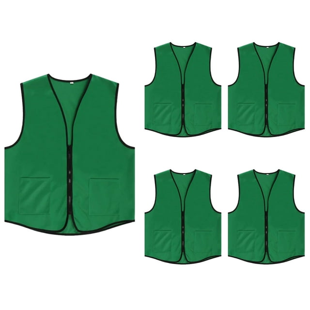 Toptie Tablier de Supermarché Gilet à Fermeture Éclair pour Veste Uniforme de Commis (5 Packs)-Vert-3XL