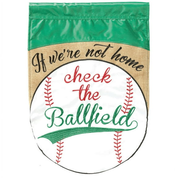 Magnolia Gardens M011575 13 x 18 in. If Were Not Home Baseball Burlap Printed Garden Flag