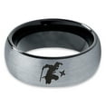 thumbnail image 2 of Tungsten Ninja Star Throwing Martial Arts Band Ring 8mm Men Women Comfort Fit Black Dome Brushed Gray Polished, 2 of 4