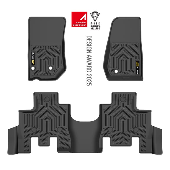Floor Mats Fit for Jeep Wrangler JK 2013 2014 2015 2016 2017 2018 Unlimited 4 Door Only (Non JL or 4XE) TPE All Weather Custom Fit 1st & 2nd Row Protection Cargo Liners Black 3PCS