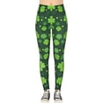 thumbnail image 3 of HDE Trendy Design Workout Leggings Fun Fashion Graphic Printed Cute Patterns Green 4 Leaf Clovers S, 3 of 6