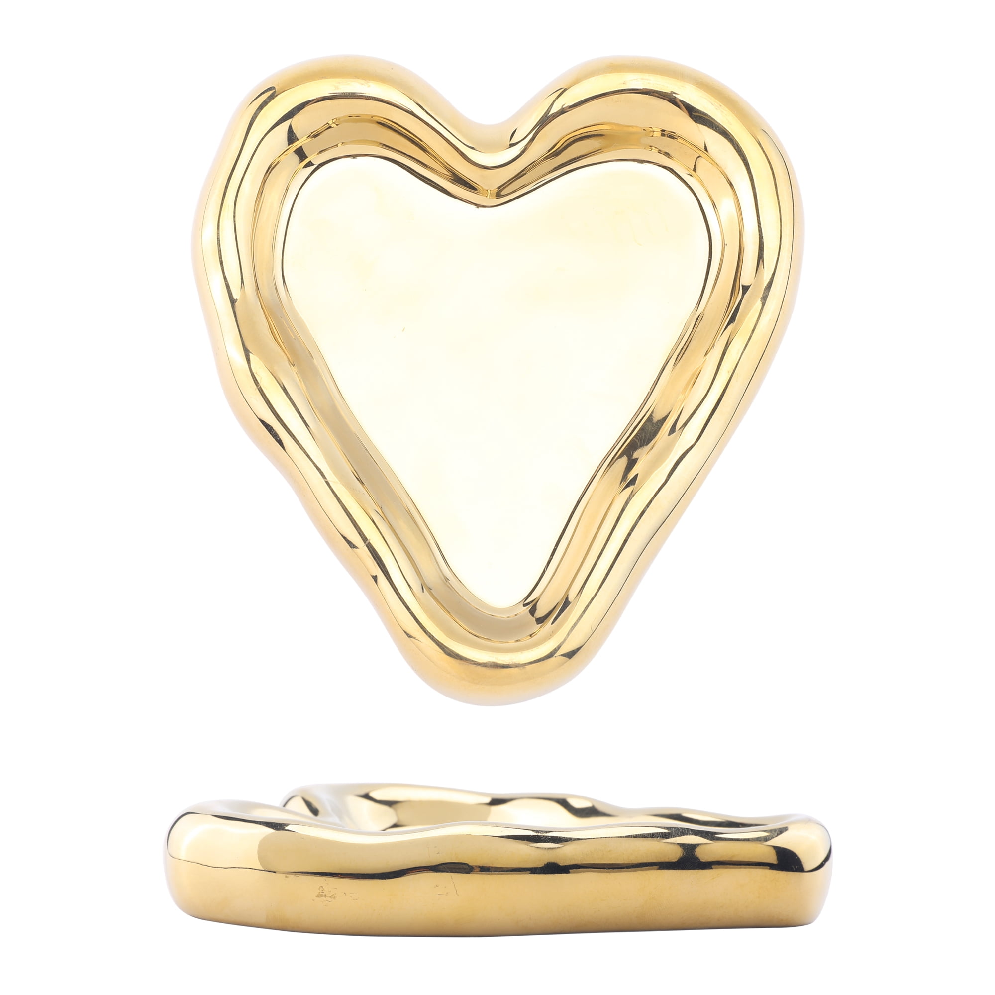 Unique Bargains Ceramic Jewelry Tray Decorative Trinket Dish Organizing Jewelry Boxes Gold