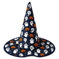 thumbnail image 2 of Kids Halloween Witch Hat Ghost Quilted Pointed Hat Stars Wizard Cap Spooky Cosplay Costume Party Accessories, 2 of 3