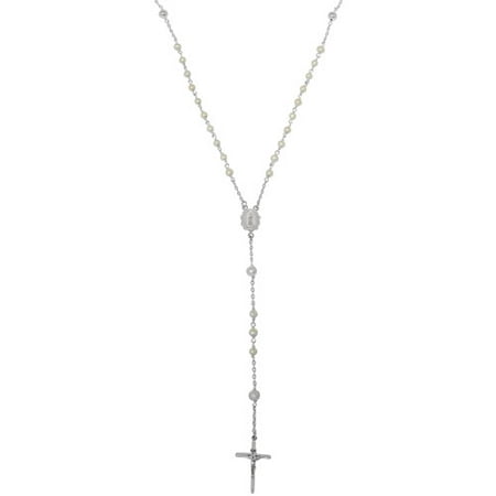 Freshwater Pearl Sterling Silver Rosary Necklace, 24