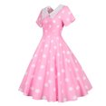 thumbnail image 4 of Cavosen Womens 1950s Dresses Cocktail Party Dresses Vintage Retro Polka Dots Midi Tea Dress Short Sleeve Knee Length Dress V-Neck Shawl Collar A Line Dress Princess Evening Prom Gown, 4 of 7