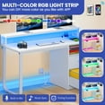 thumbnail image 5 of ModFusion 47" Home Office Computer Desk for Small Space with LED Lights, Power Outlets, Storage Drawers & Monitor Stand, White, 5 of 10