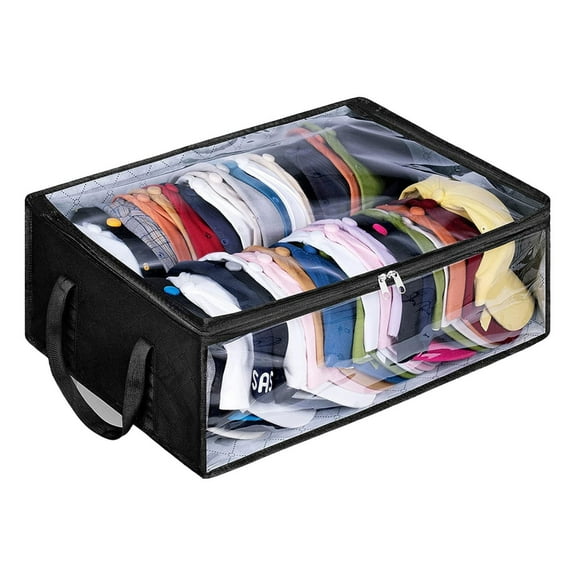 Wide Hat Storage for Baseball Caps, Large Capacity Hat Organizer for Closet Cap Holder Holds up to 40 Snapbacks, Black
