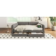 thumbnail image 4 of Queen Size Upholstered Platform Bed with Built-In USB Charging Ports, 2 Storage Drawers & Linen Slats Support - Modern Gray Design, No Box Spring Required, 4 of 9