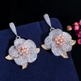 thumbnail image 2 of 14K Yellow Gold Plated Flower Pendant and Earrings For Women Jewelry Set 3Ct Round Cut Simulated Diamond For 925 Sterling Silver, 2 of 5