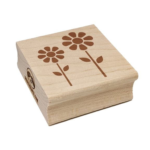 Daisy Flower Pair Square Rubber Stamp Stamping Scrapbooking Crafting - Medium 1.75in