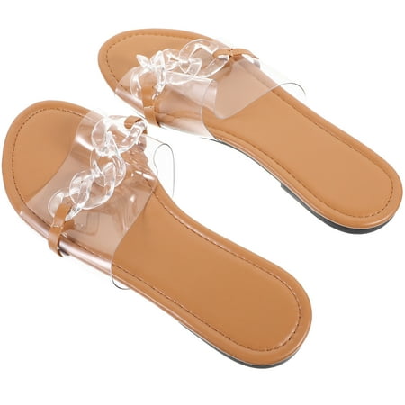 

1 Pair Flat Sandals Stylish Transparent Summer Sandals Beach Sandals Women Slippers