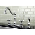 thumbnail image 2 of Kingston KB1751BEXBS Essex Two-Handle 4-Hole 8" Centerset Kitchen Faucet with Brass Sprayer in Polished Chrome, 2 of 6
