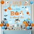 thumbnail image 2 of Halloween Baby Shower Decorations Blue and Orange, A Little Boo Is Almost Due Backdrop Banner, Ghost Pumpkin A Baby Is Brewing Cupcake Toppers, Halloween Gender Reveal Party Supplies, 2 of 6