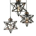 thumbnail image 5 of Moravian Star Pendant Light, 3-Light Vintage Glass Chandelier Clear Glass Star Ceiling Hanging Lighting Fixture Adjustable Height for Kitchen Island Living Room Bedroom (Brown), 5 of 9