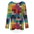 thumbnail image 2 of CLOOCL Women Plus Size Blouse Colorful Plaid Pattern 3D Print T-shirt Long Sleeve Casual Oversized Tops, 2 of 6