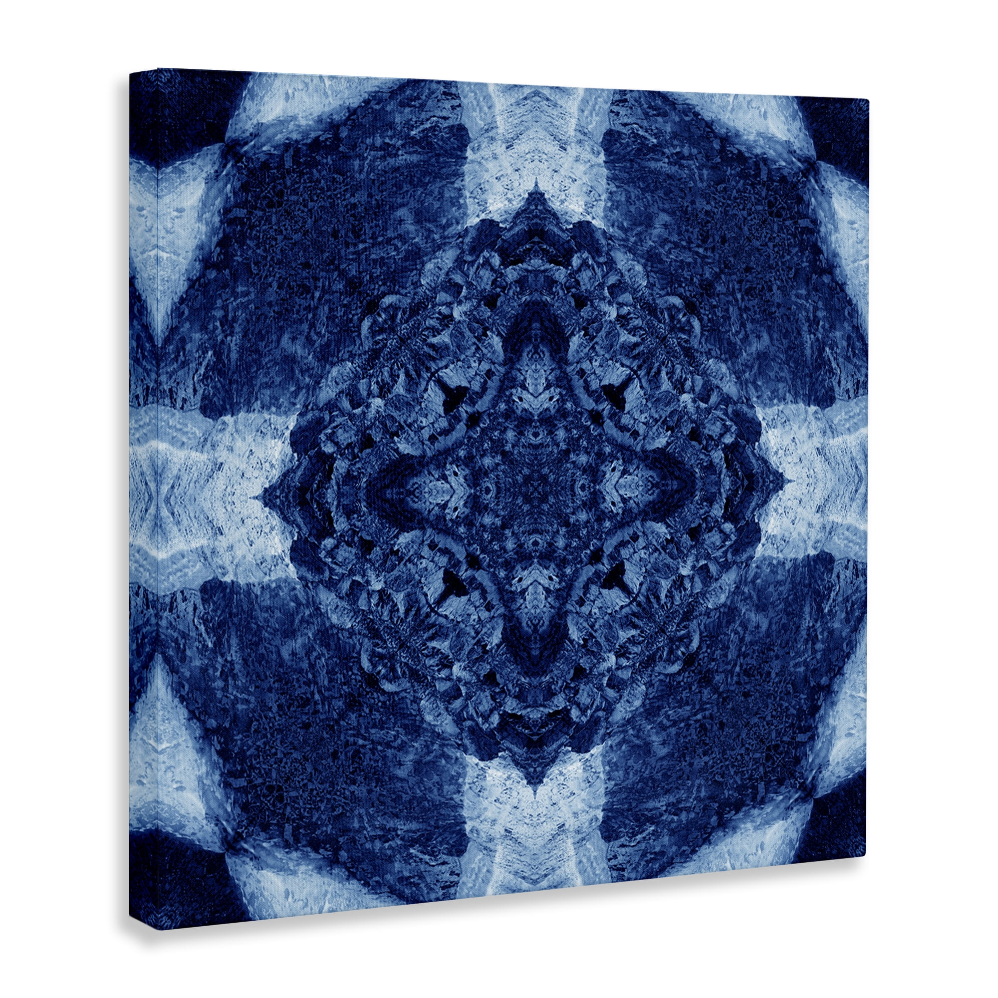 Stupell Industries Blue & White Geometric Abstract Painting Wrapped Canvas Art Print Wall Art, 36 x 36