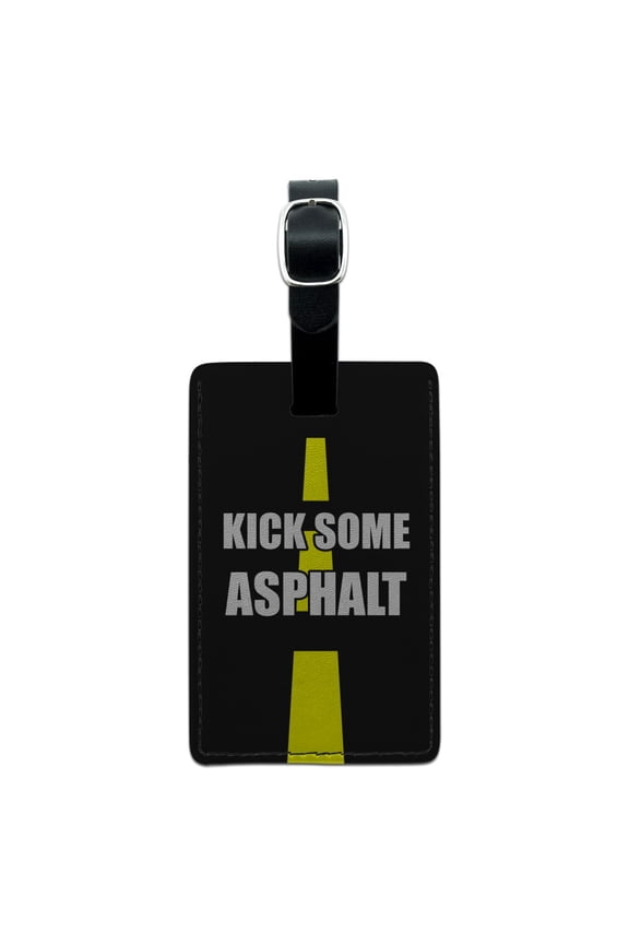 Kick Some Asphalt Running Runners Rectangle Leather Luggage Card Suitcase Carry-On ID Tag