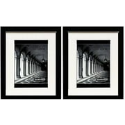 Studio 500 Value 2-Pack, 12x16" Smooth Wide Contemporary Picture Frames with Off White Mat Board for 8x12" Photos, Black