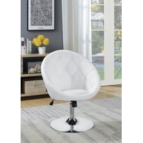 Contemporary White Faux Leather Swivel Accent Chair