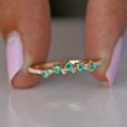thumbnail image 4 of Round Emerald & Diamond Wave Ring, 925 Sterling Silver Ring, Stackable Band Ring, Lighweigh Ring, Daily Wear Jewelry May Birthstone Ring, Prong Setting., 4 of 4