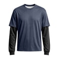 thumbnail image 6 of Men's Fake 2-Piece Layered Solid Shirts Casual Pullover Light Blue 3XL, 6 of 6
