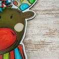 thumbnail image 5 of 18" Vibrant Reindeer Door Hanger, Colorful Christmas Front Door Decor, Whimsical Thin Wreath, Red-Turquoise-Lime Polka Dot Door Hanger, 5 of 8