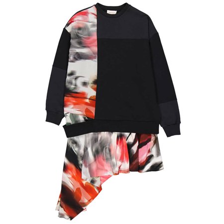 Alexander McQueen Asymmetric Long Sleeve Sweatshirt Dress, Brand Size 36