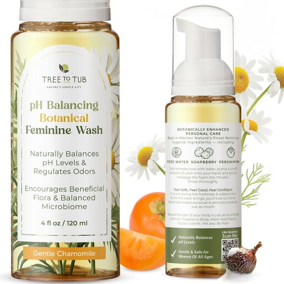 Tree To Tub pH Balance Feminine Wash for Women - Fragrance Free Vaginal Wash, Botanical Intimate Wash Women pH Balance, Intimate Soap For Women