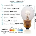 thumbnail image 5 of Oven Light Bulbs – 40 Watt Appliance Replacement Bulbs. High Temp G45 E26/E27 Socket .2 Pack, 5 of 10