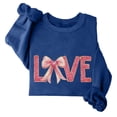 thumbnail image 2 of Goodeals Novelty Bow Love Print Sweatshirt Women 2025 Valentine's Day Fleece Pullover Sweatshirts Cute Long Sleeve Crewneck Shirts Clothes Outfits(Blue,XL)Flash Deals, 2 of 4
